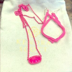 Kendra Elisa matte pink necklace & Sophee earrings